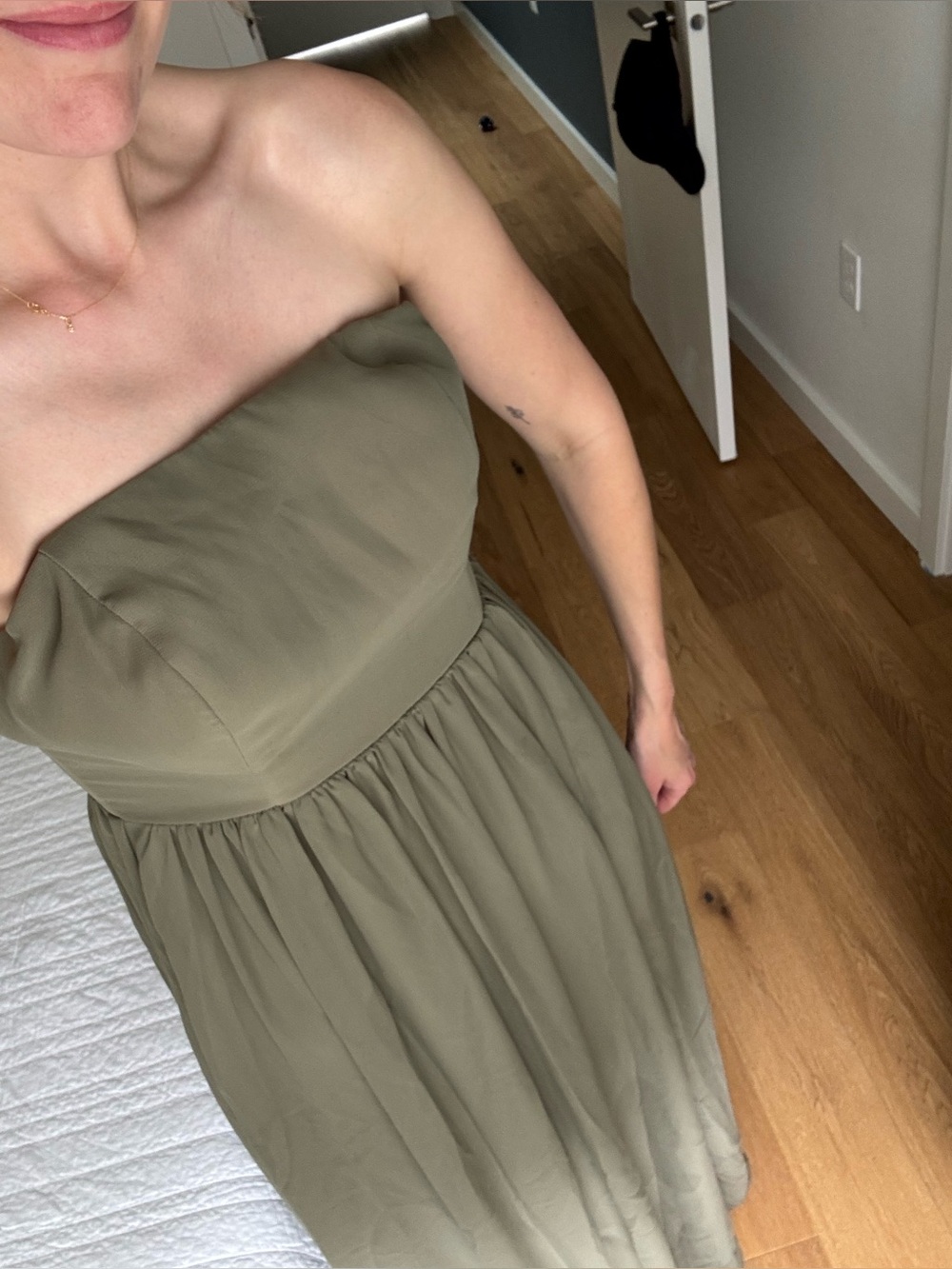 Moss Green Floor Length Green Floor-Length Bridesmaid Dress